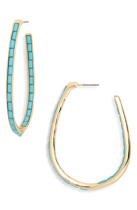 Inside Out Baguette J-Hoop Earrings