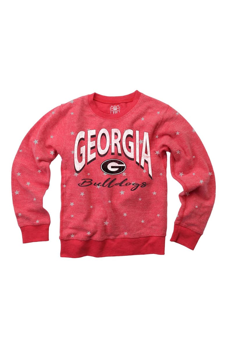 Wes & Willy Youth Wes & Willy Red Georgia Bulldogs Shimmer Star Reverse Fleece Raglan Pullover Sweatshirt, Alternate, color, Red