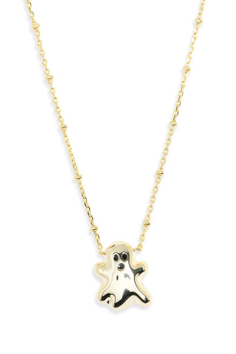 Reversible Ghost Pendant Necklace, Alternate, color, GLD WHT GLOW IN DARK