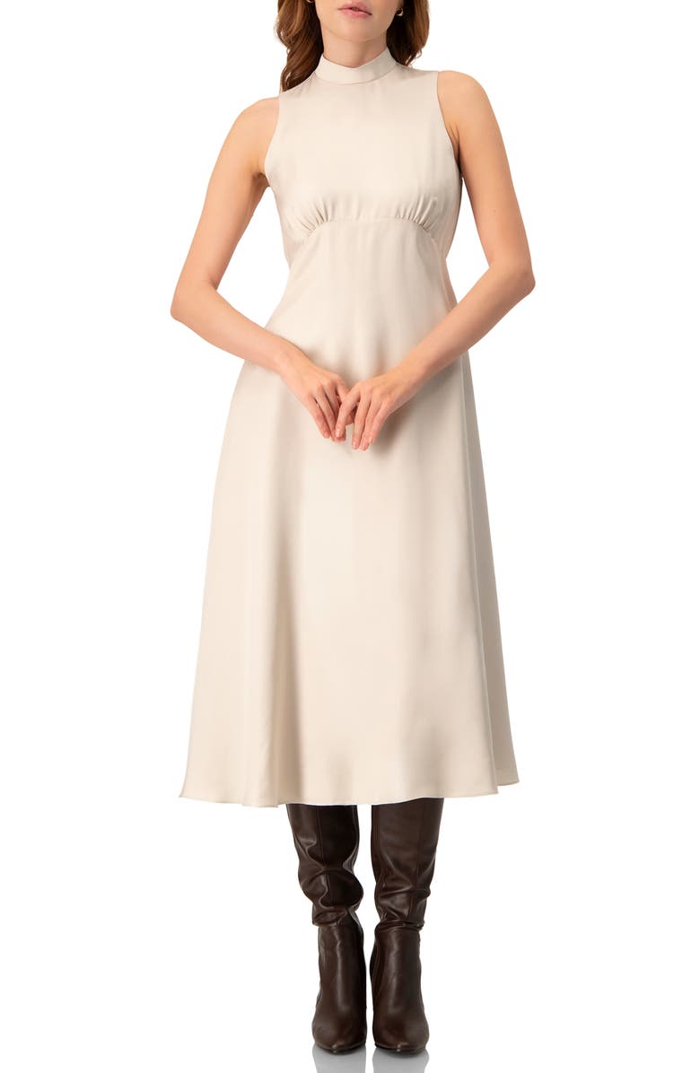 IVONNE Sleeveless High Neck Midi Dress, Main, color, Ivory