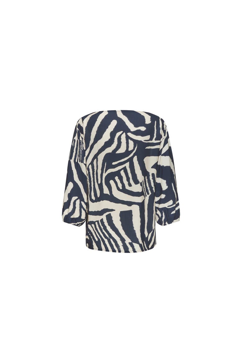 Boat Neck Balloon Sleeve Blouse, Alternate, color, Ivory Navy