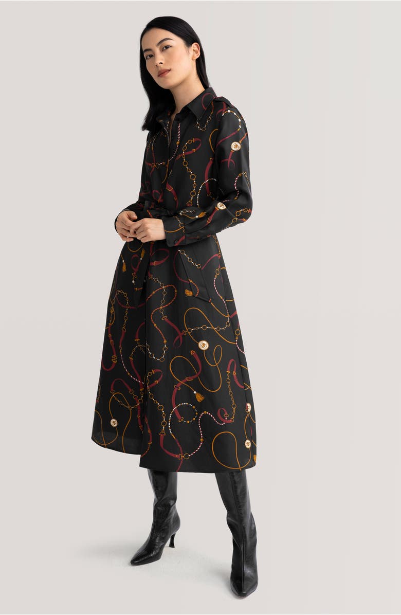 Lilysilk Louisville Print Silk Trench Dress, Alternate, color, Louisville Print