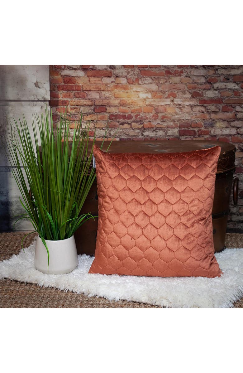 PARKLAND COLLECTION Bazyli Quilted Throw Pillow, Alternate, color, Burnt Orange
