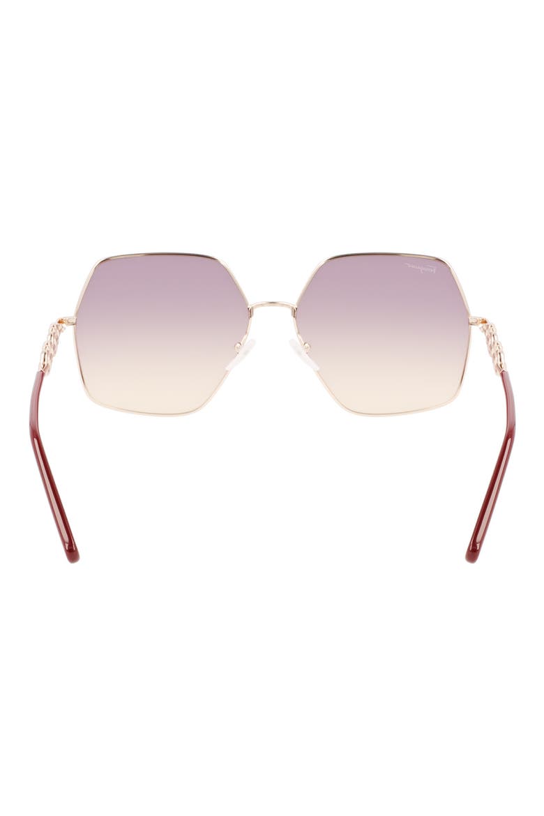 Gancini 61mm Gradient Rectangular Sunglasses, Alternate, color, ROSE GOLD/BORDEAUX