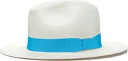 Lastelier Panama turquoise straw hat