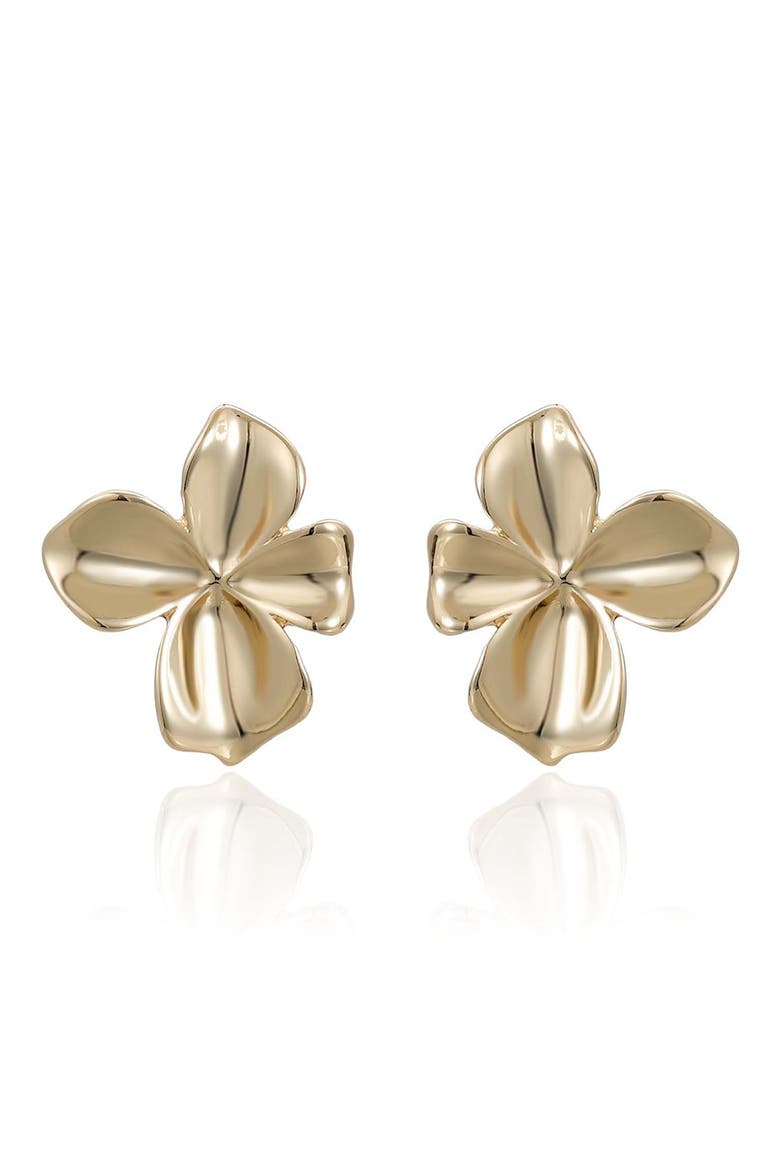 Flower Stud Earrings, Alternate, color, GOLD
