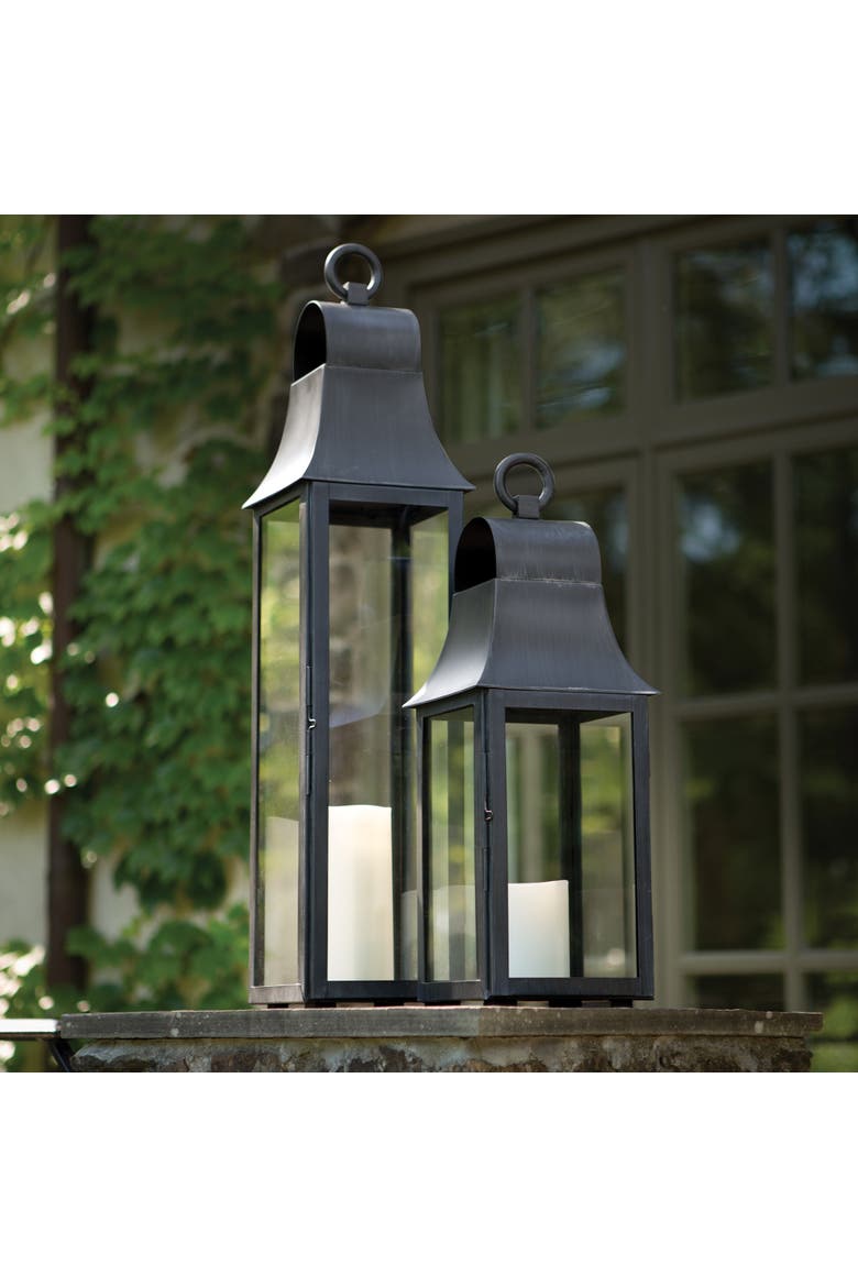 Geneva Powder Coated Stainless Steel Tall Outdoor Lantern 33", Alternate, color, Black