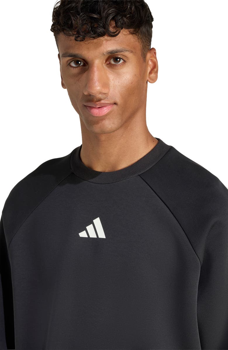 adidas Stadium Crewneck Sweatshirt, Alternate, color, Black/ Off White