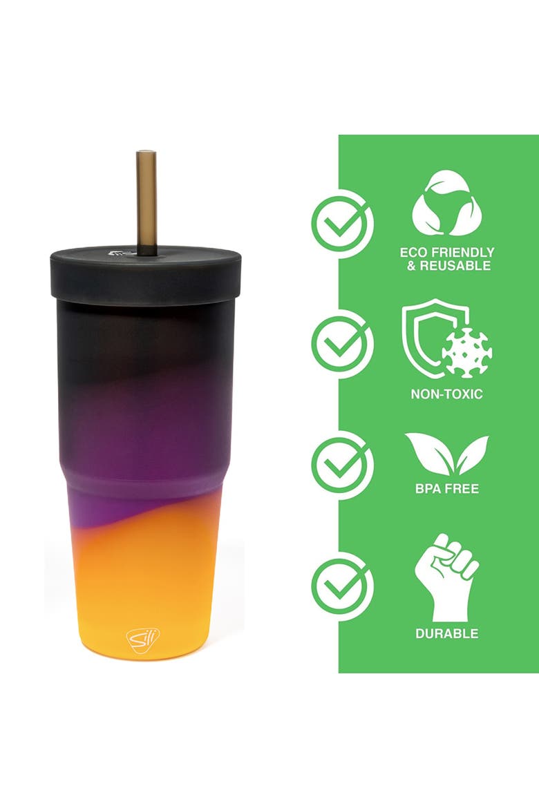 Silicone 32Oz Straw Tumblers 2 Pack, Alternate, color, Multicolored