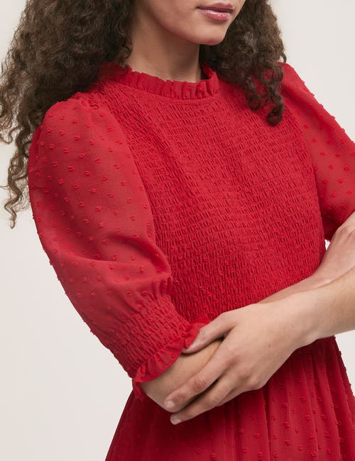 Finery London Amelia 3/4 Sleeve Chiffon Midi Dress In Red