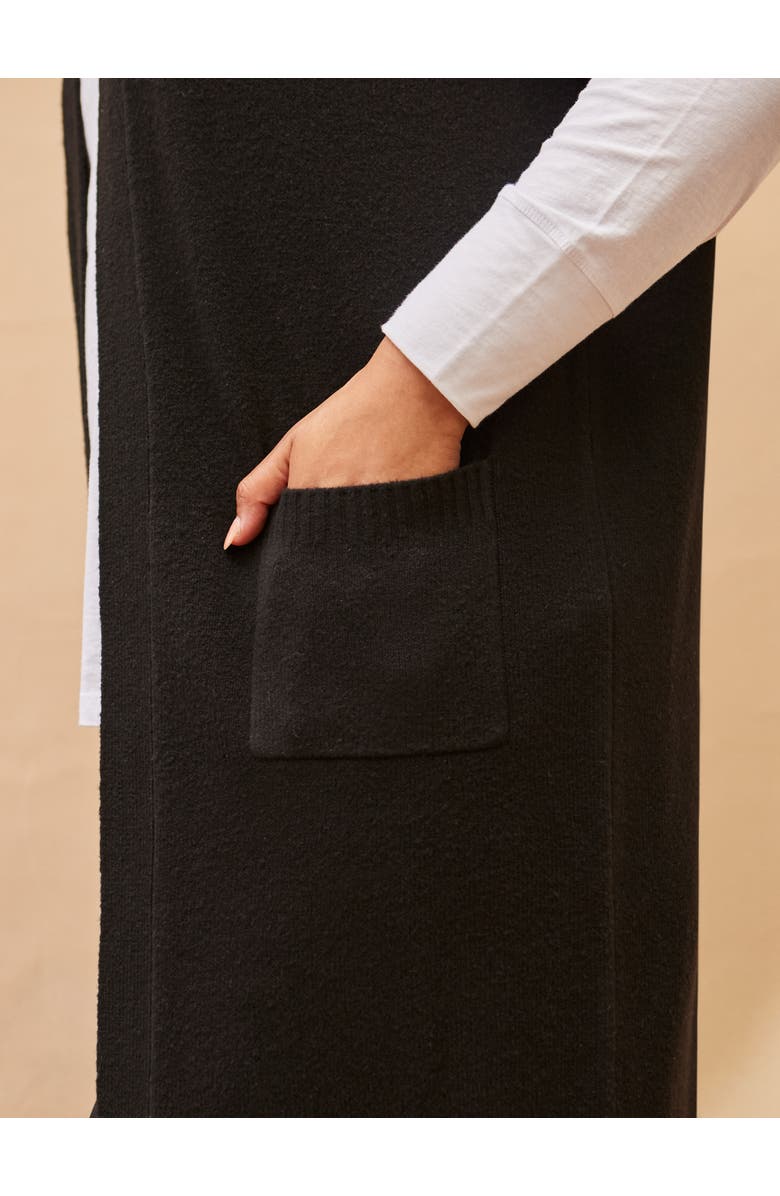 Live Unlimited Ribbed Neck Longline Cardigan, Alternate, color, Black