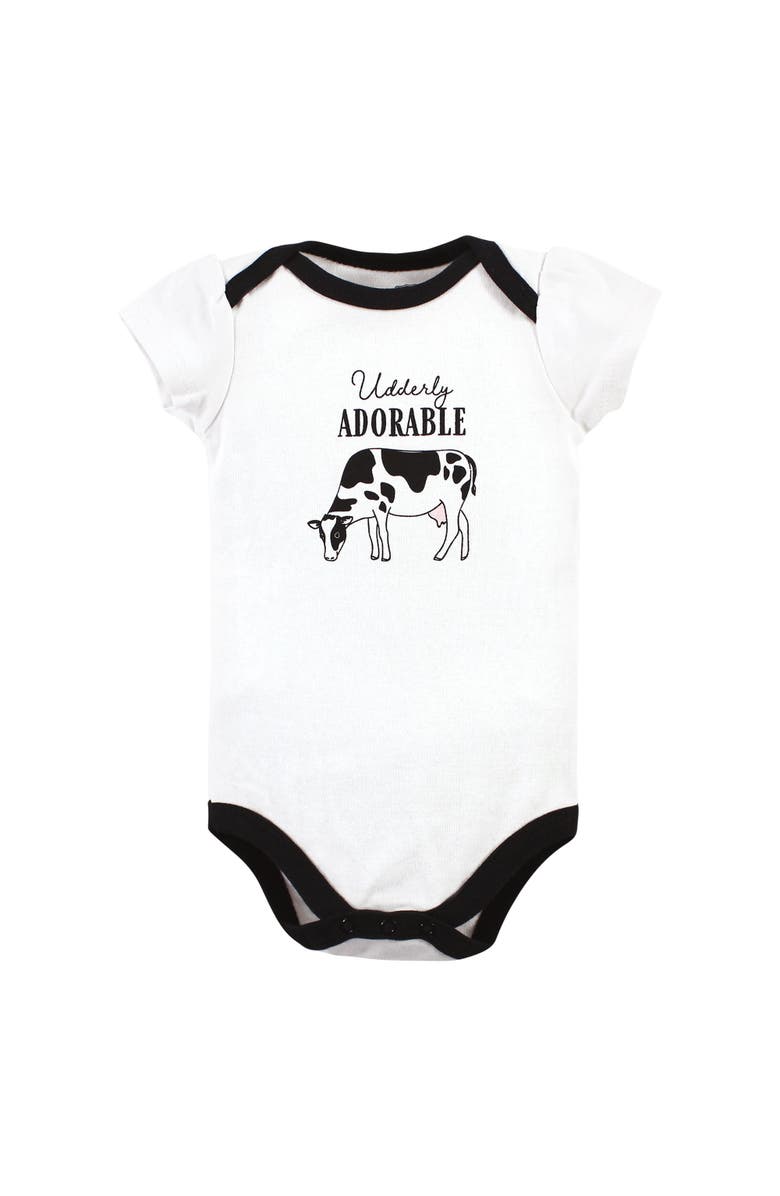 Hudson Baby Three-Piece Set of Cotton Bodysuits, Alternate, color, Udderly Adorable