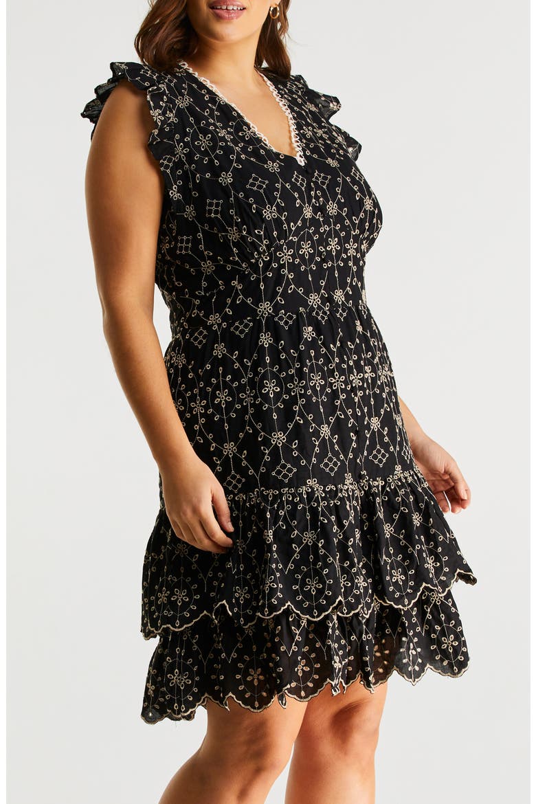 Bellini Ruffle Minidress, Alternate, color, BLACK/ BEIGE