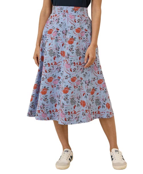 Pact Organic Cotton Fit & Flare Midi Skirt In Blue