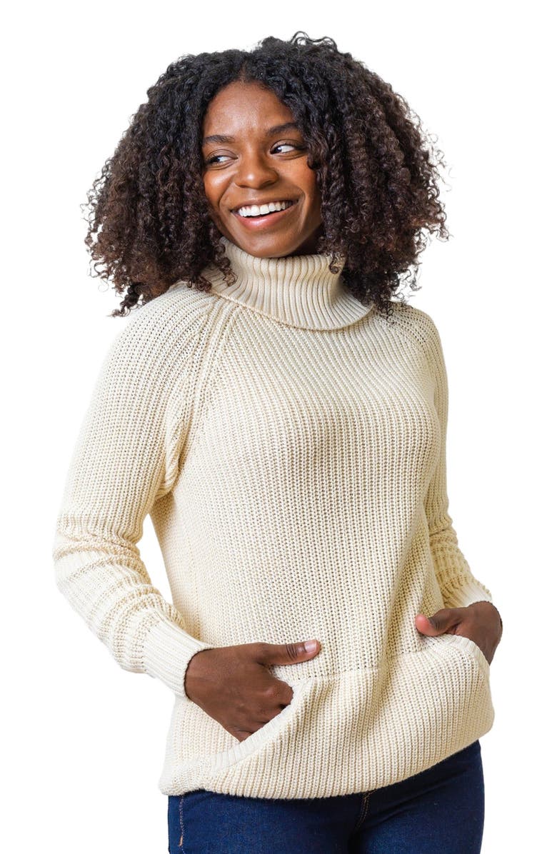 Hope & Henry Women's Organic Turtleneck Raglan Kanga Sweater, Main, color, Ivory Turtleneck Kanga