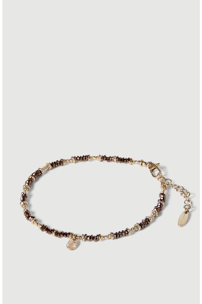 Brown Hematite and Sterling Silver anklet, Alternate, color, Light Gold