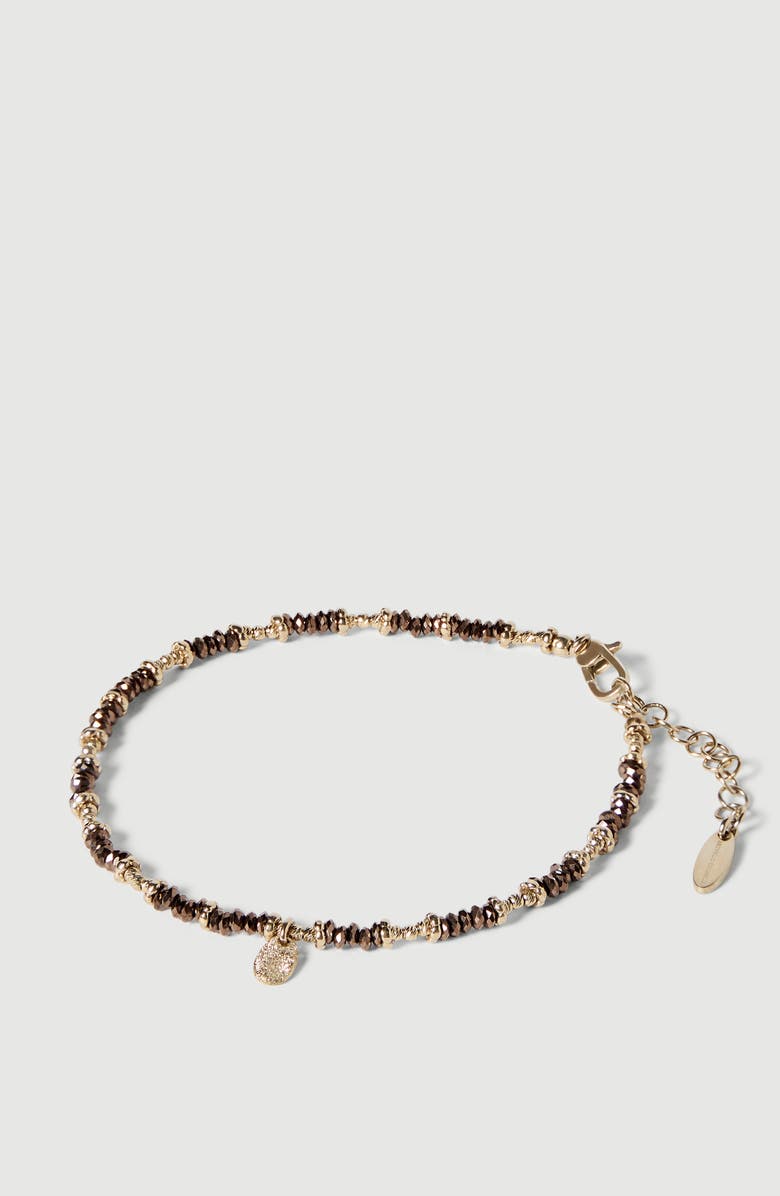 Brunello Cucinelli Brown Hematite and Sterling Silver anklet, Alternate, color, Light Gold
