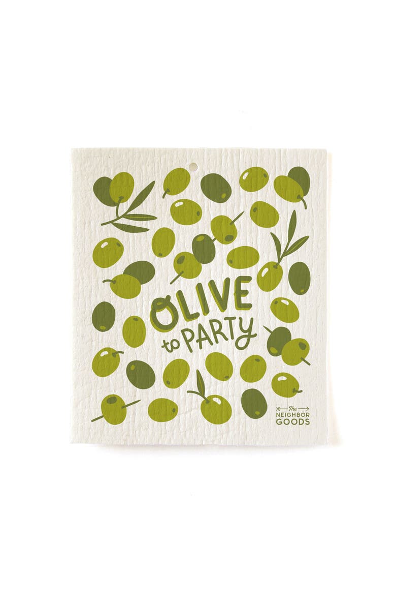The Neighborgoods Olive Dish Towel + Sponge Cloth Gift Set, Alternate, color, Green