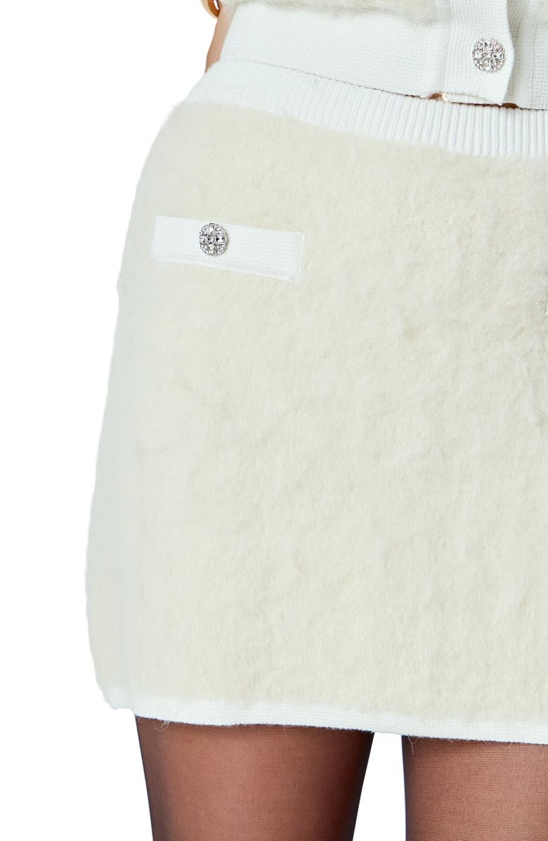 Endless Rose Textured Knit Miniskirt, Alternate, color, Cream