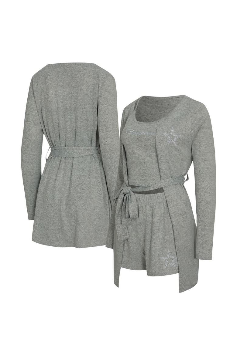 Women's Concepts Sport  Heather Gray Dallas Cowboys Rigor Tank, Short & Robe Set, Main, color, Heather Gray