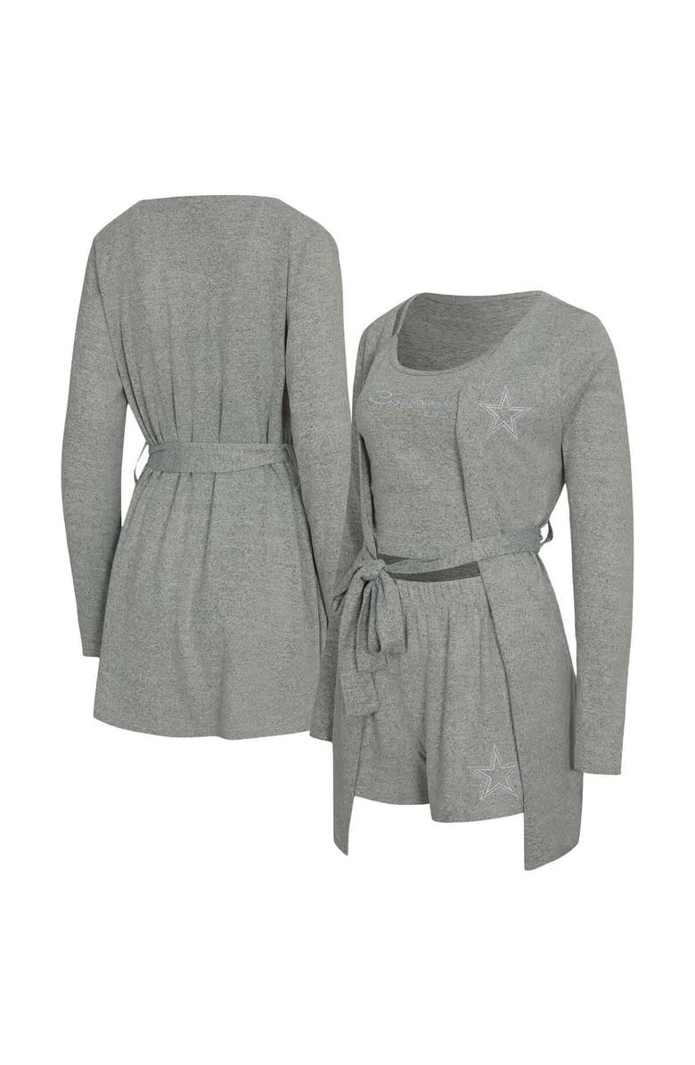 CONCEPTS SPORT Women's Concepts Sport  Heather Gray Dallas Cowboys Rigor Tank, Short & Robe Set, Main, color, Heather Gray