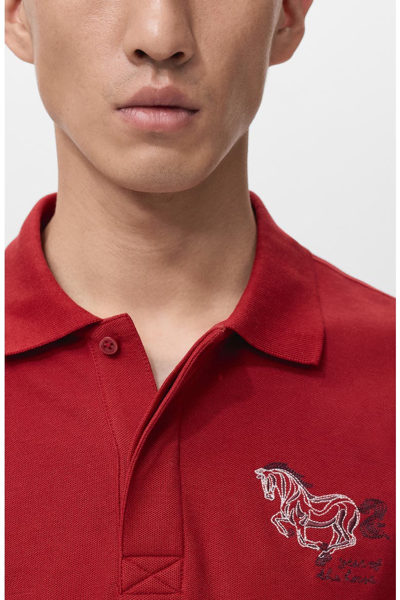 Embroidered Cotton Piqué Polo, Alternate, color, RED