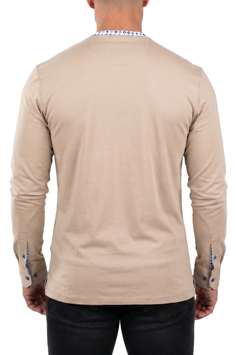 Edison Stretch Cotton Long Sleeve V-Neck T-Shirt, Alternate, color, BEIGE