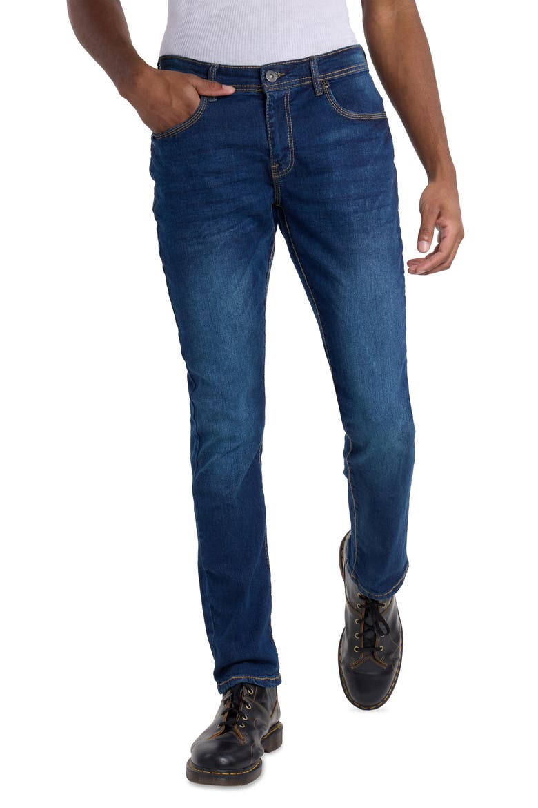 Saddle Stitch Stretch Straight Leg Jeans, Alternate, color, INDIGO