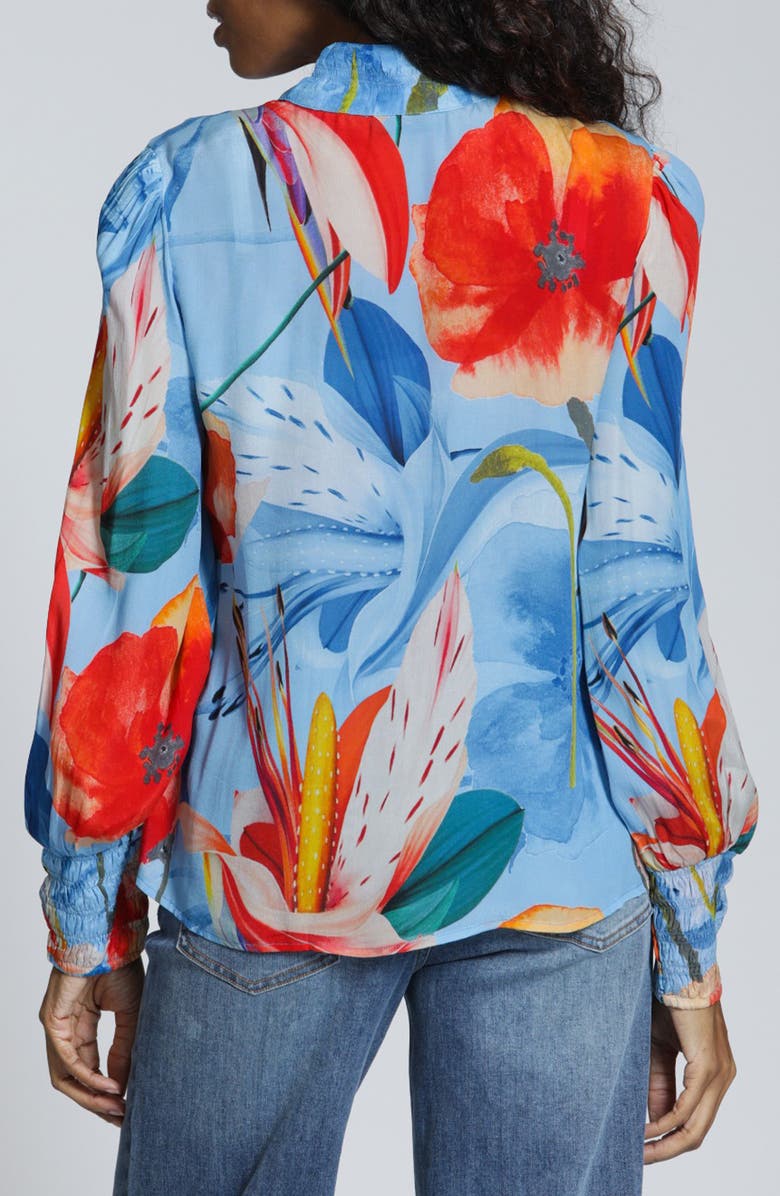 APNY Print High Neck Shirt, Alternate, color, Medium Blue Multi