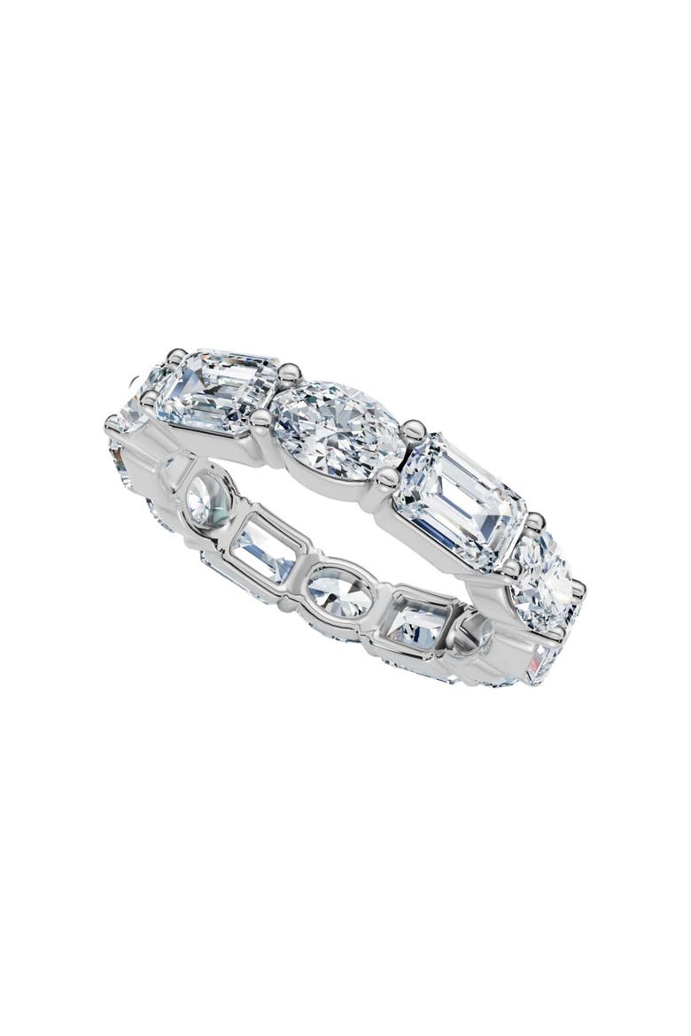 6 1/2Ct Oval & Emerald Diamond Eternity Ring 14k Gold or Platinum Lab Grown, Main, color, 14k White Gold