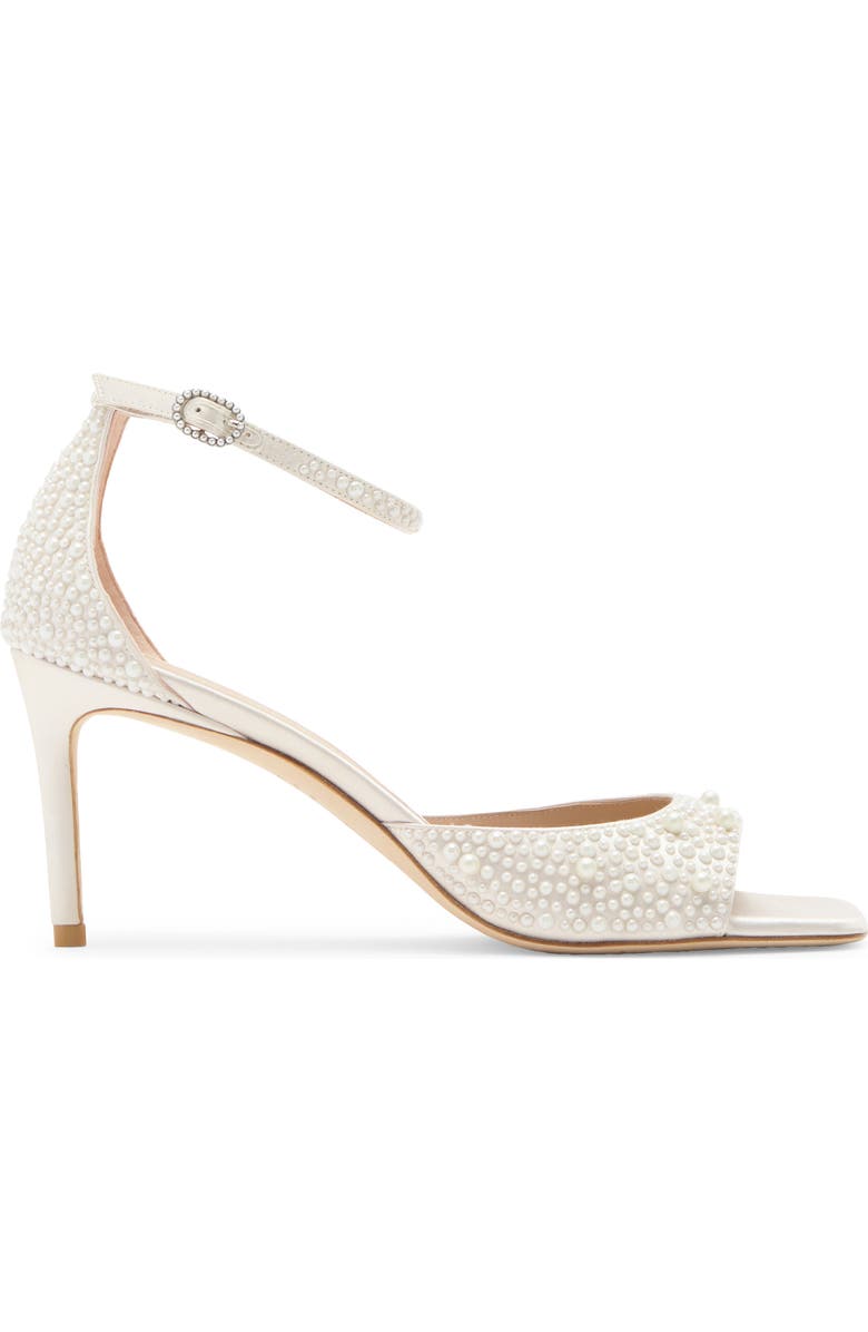 Stuart Weitzman Bliss Imitation Pearl Ankle Strap Sandal, Alternate, color, Cream/ Natural
