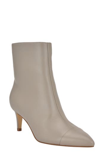 Calvin Klein Gentley Pointed Cap Toe Bootie In Brown