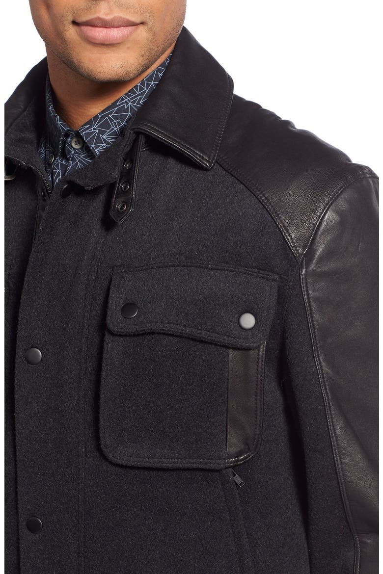W.R.K. Mixed Media Shirt Jacket, Alternate, color, CHARCOAL