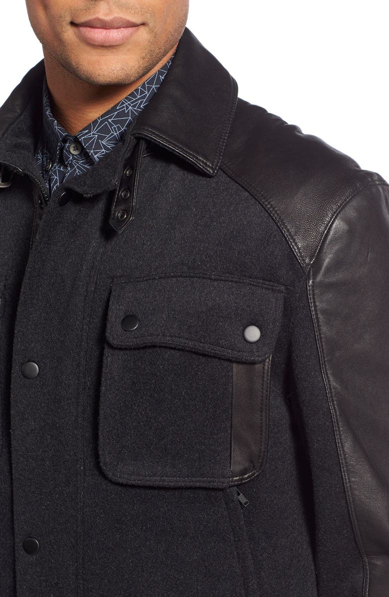 W.R.K . Mixed Media Shirt Jacket, Alternate, color, Charcoal