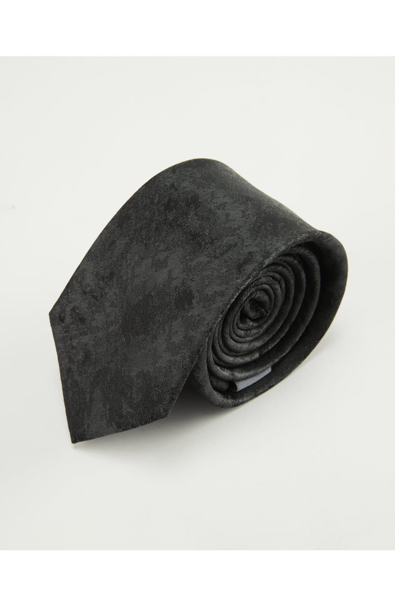 Knottery & Co Marble Cloud Silk Jacquard Tie, Main, color, Obsidian