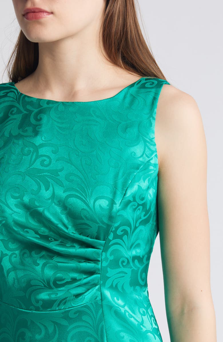 Connected Apparel Sleeveless Satin Jacquard Midi Dress, Alternate, color,
