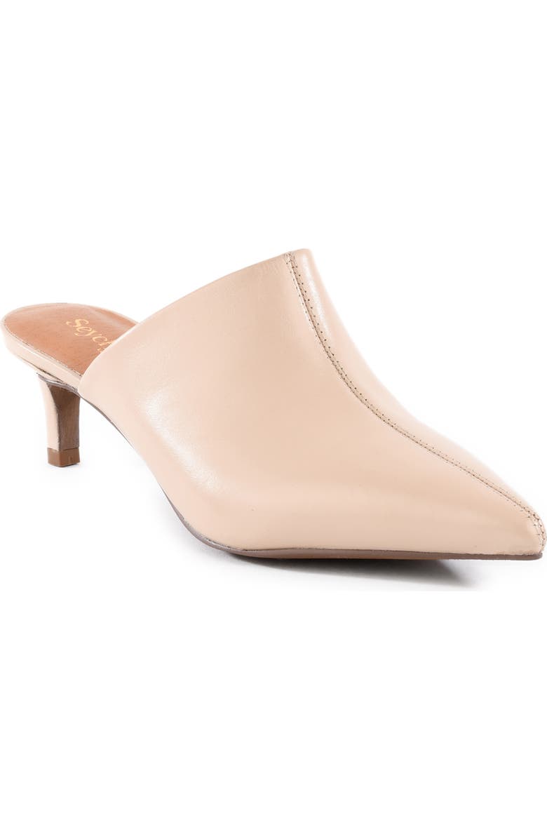 Seychelles Obsession Pointed Toe Kitten Heel Mule, Main, color, Beige Leather