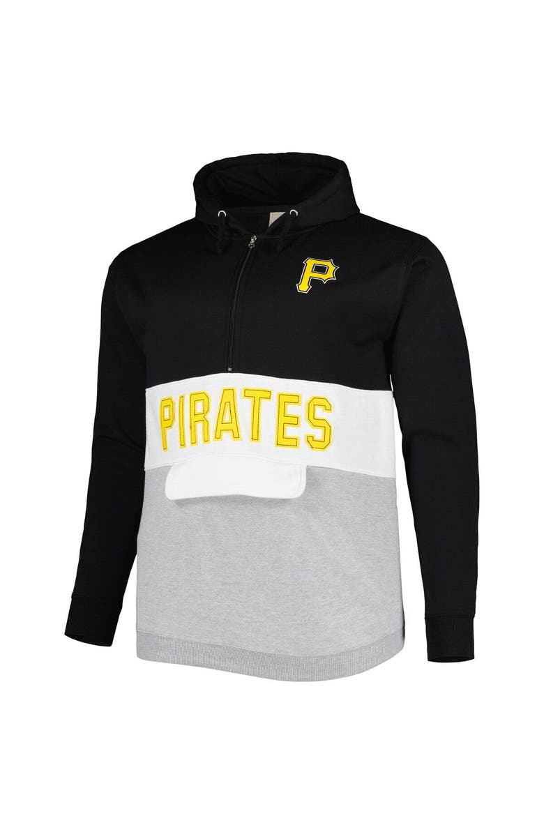 PROFILE Men's Black/White Pittsburgh Pirates Big & Tall Fleece Half-Zip Hoodie, Alternate, color,