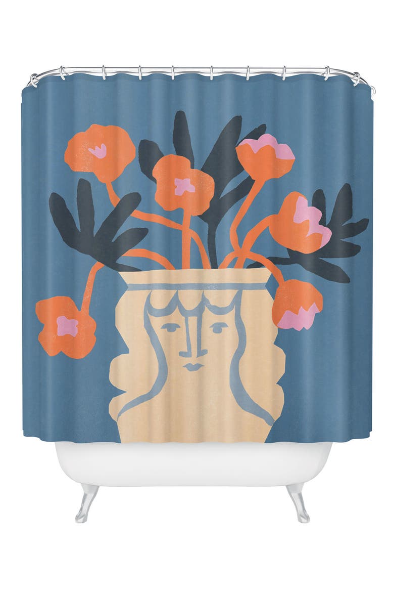 Antique Head Vase Shower Curtain, Main, color, BLUE