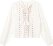 MANGO TEEN Embroidered Cotton Seersucker Top