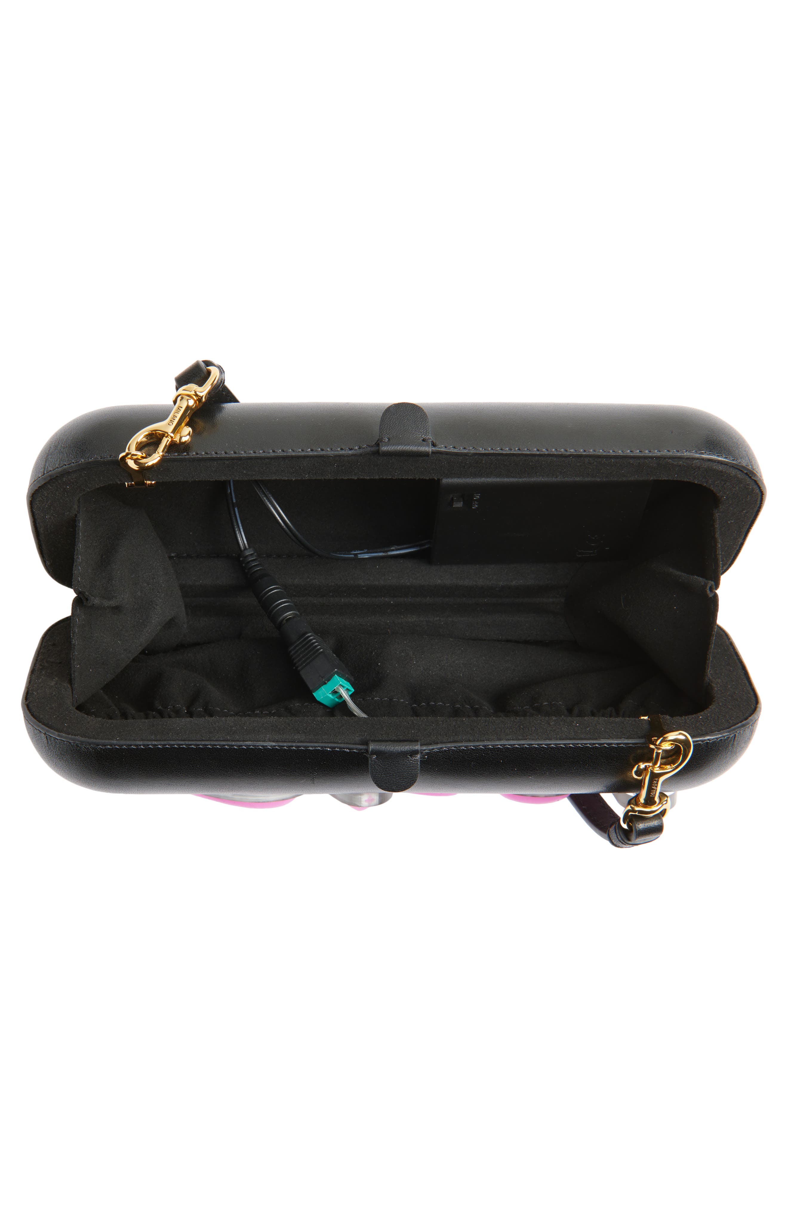 Moschino Light-Up Neon Ciao! Faux Leather Clutch, Alternate, color, 00Z One Color