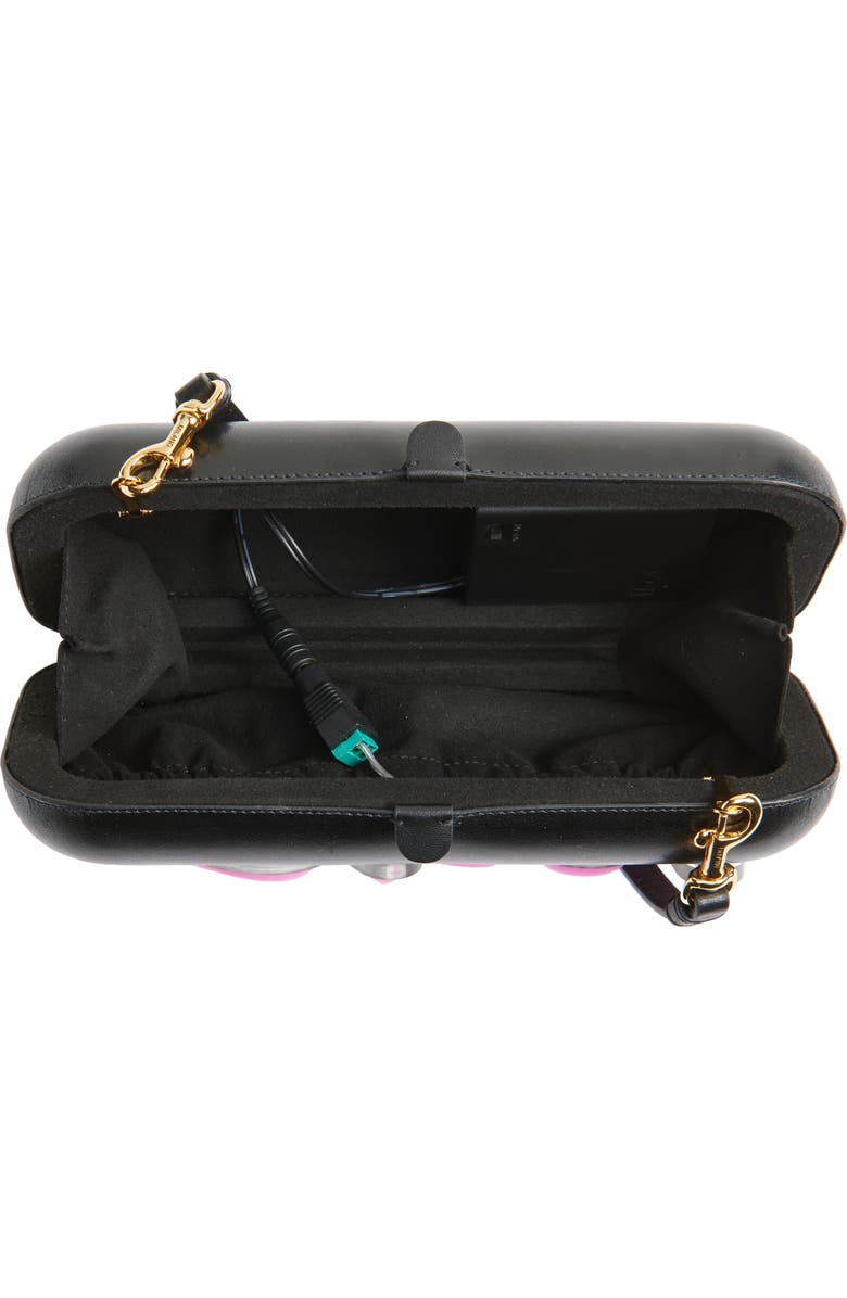 Moschino Light-Up Neon Ciao! Faux Leather Clutch, Alternate, color, 00Z One Color