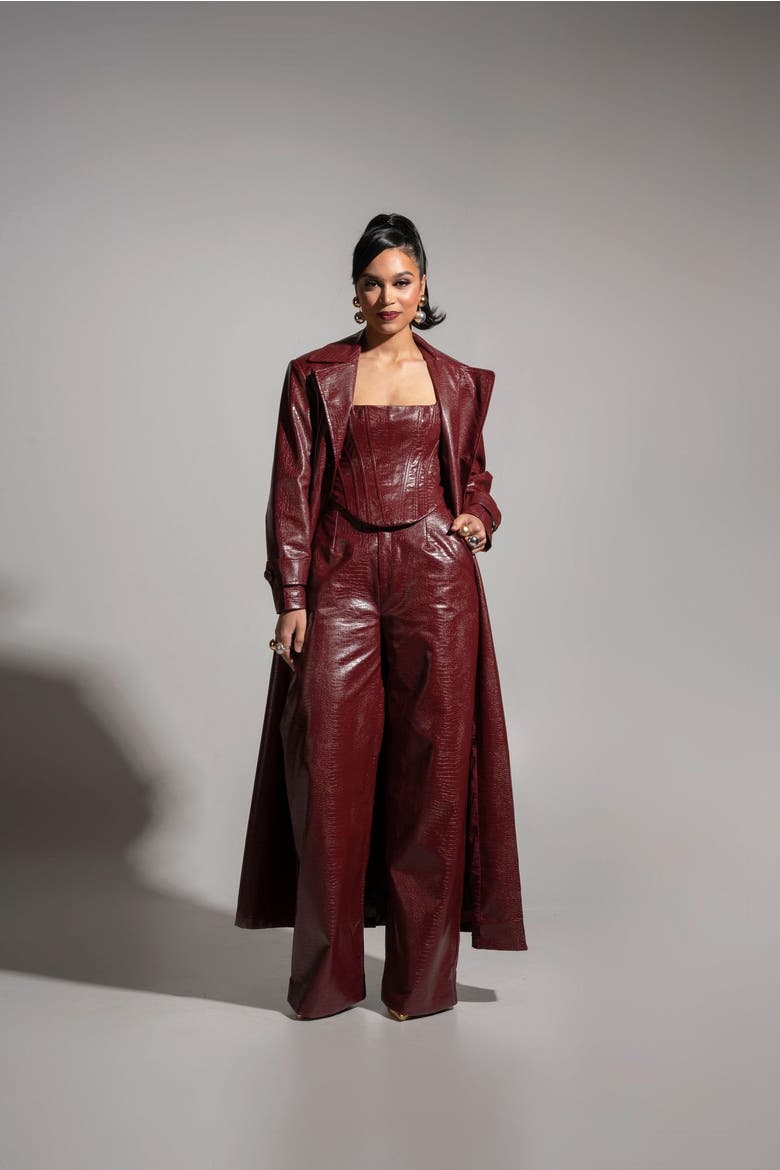 Ono Faux Leather Trench jacket, Alternate, color, Burgundy