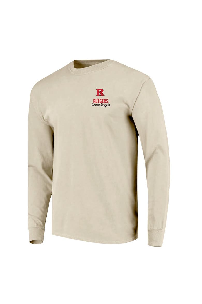 Men's Natural Rutgers Scarlet Knights Comfort Colors Mascot Overlay Long Sleeve T-Shirt, Alternate, color, Natural