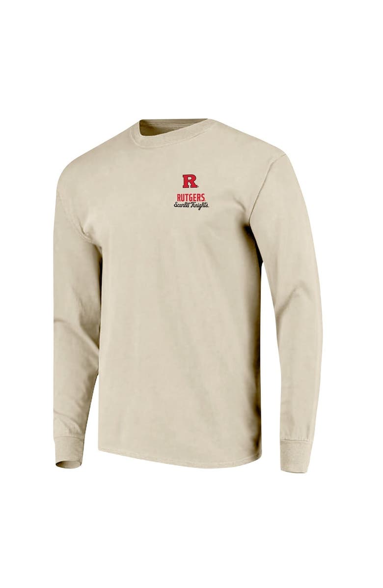 IMAGE ONE Men's Natural Rutgers Scarlet Knights Comfort Colors Mascot Overlay Long Sleeve T-Shirt, Alternate, color, Natural