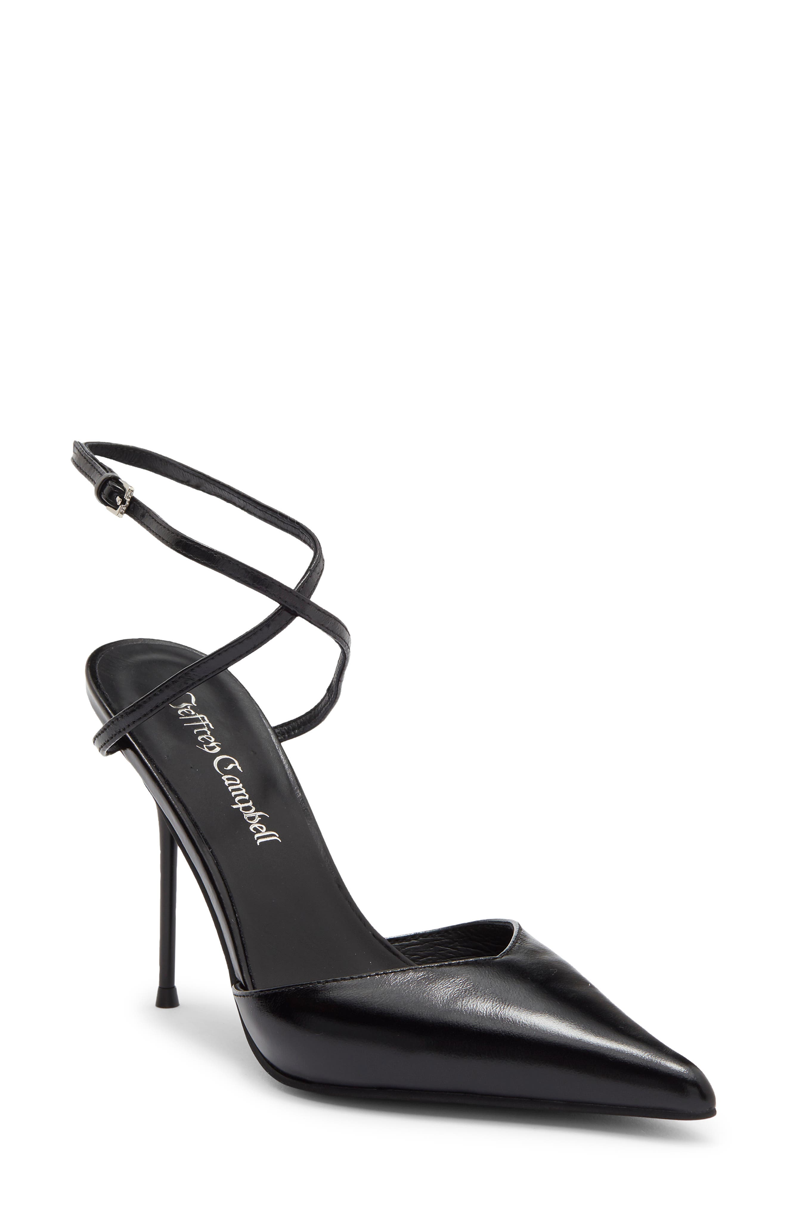 Bordeaux Ankle Strap Pointed Toe Pump, Alternate, color, BLACK