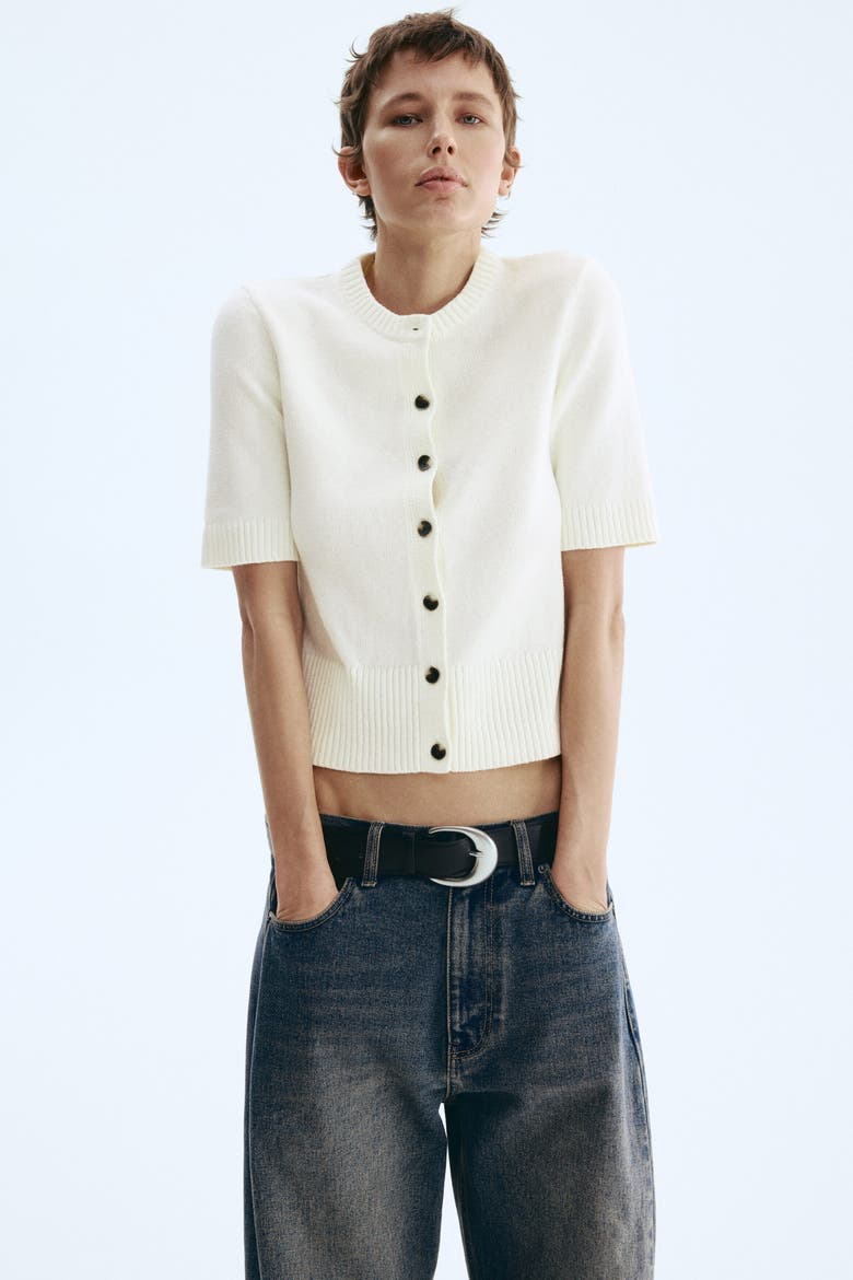 Short-sleeved Cardigan, Alternate, color, White