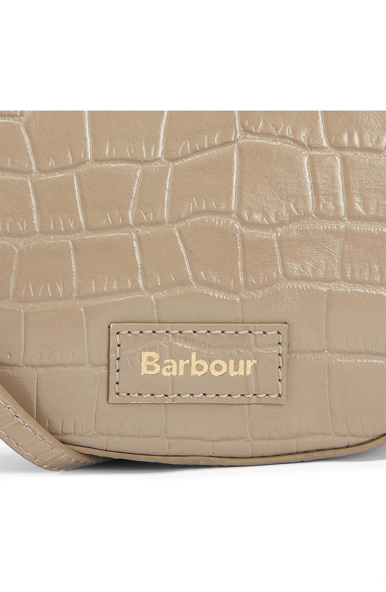 Barbour Eilein Croc Embossed Leather Saddle Crossbody Bag, Alternate, color, 