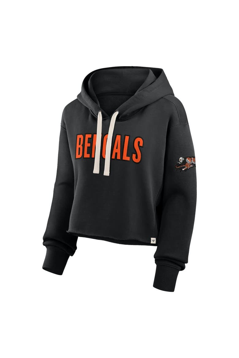 Women's Fanatics Black Cincinnati Bengals Oversized Hometown Heritage Cropped Hoodie, Alternate, color, Black