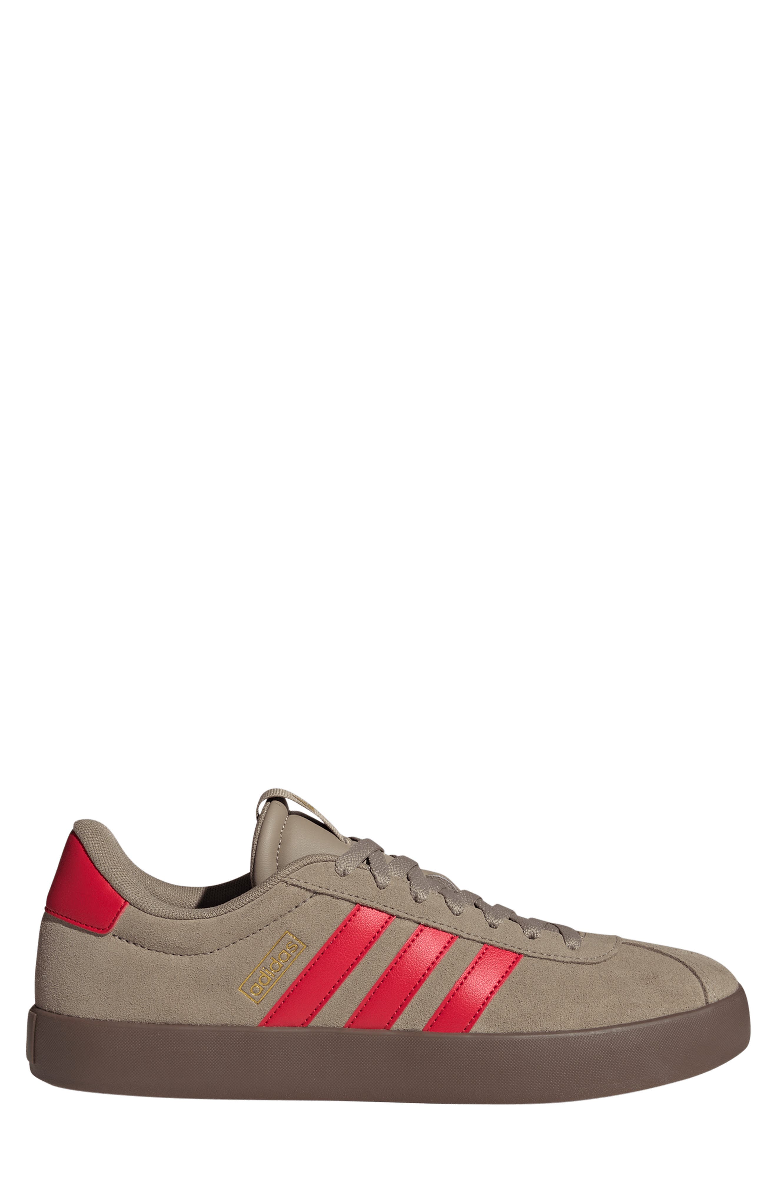adidas VL Court 3.0 Sneaker, Alternate, color, Blanch Cargo/ Ruby/ Gold Met